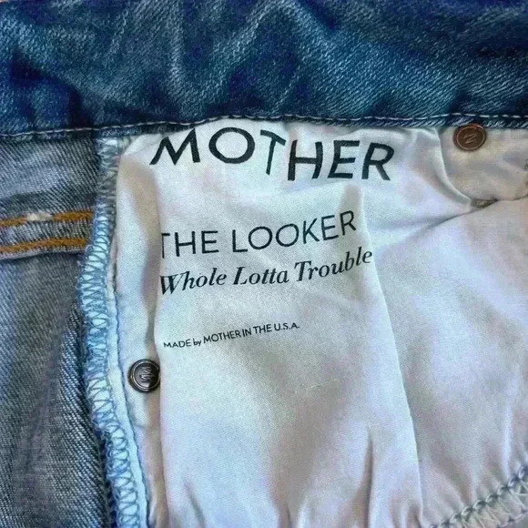 Mother The Looker Jeans in Whole Lotta Trouble Medium Wash Blue Denim Size 26 - Picture 7 of 8
